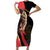 Belgium Coat of Arms Family Matching Short Sleeve Bodycon Dress and Hawaiian Shirt Angry Lion