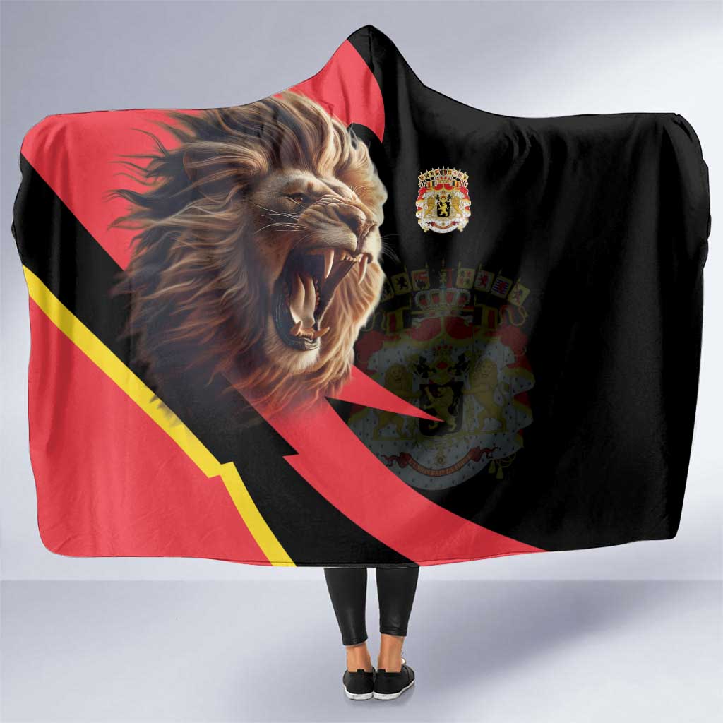 Belgium Coat of Arms Hooded Blanket Angry Lion