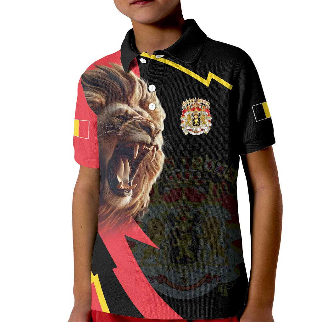 Belgium Coat of Arms Kid Polo Shirt Angry Lion
