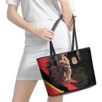 Belgium Coat of Arms Leather Tote Bag Angry Lion