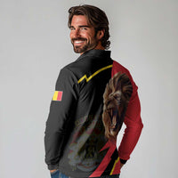 Belgium Coat of Arms Long Sleeve Polo Shirt Angry Lion