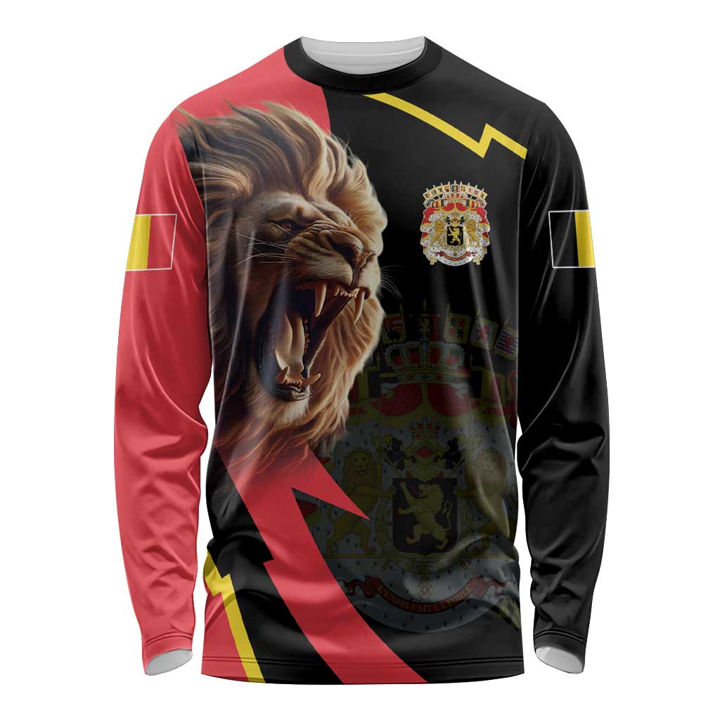 Belgium Coat of Arms Long Sleeve Shirt Angry Lion