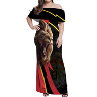 Belgium Coat of Arms Off Shoulder Maxi Dress Angry Lion