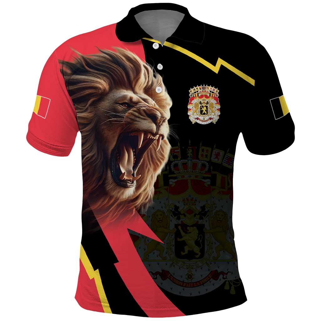 Belgium Coat of Arms Polo Shirt Angry Lion