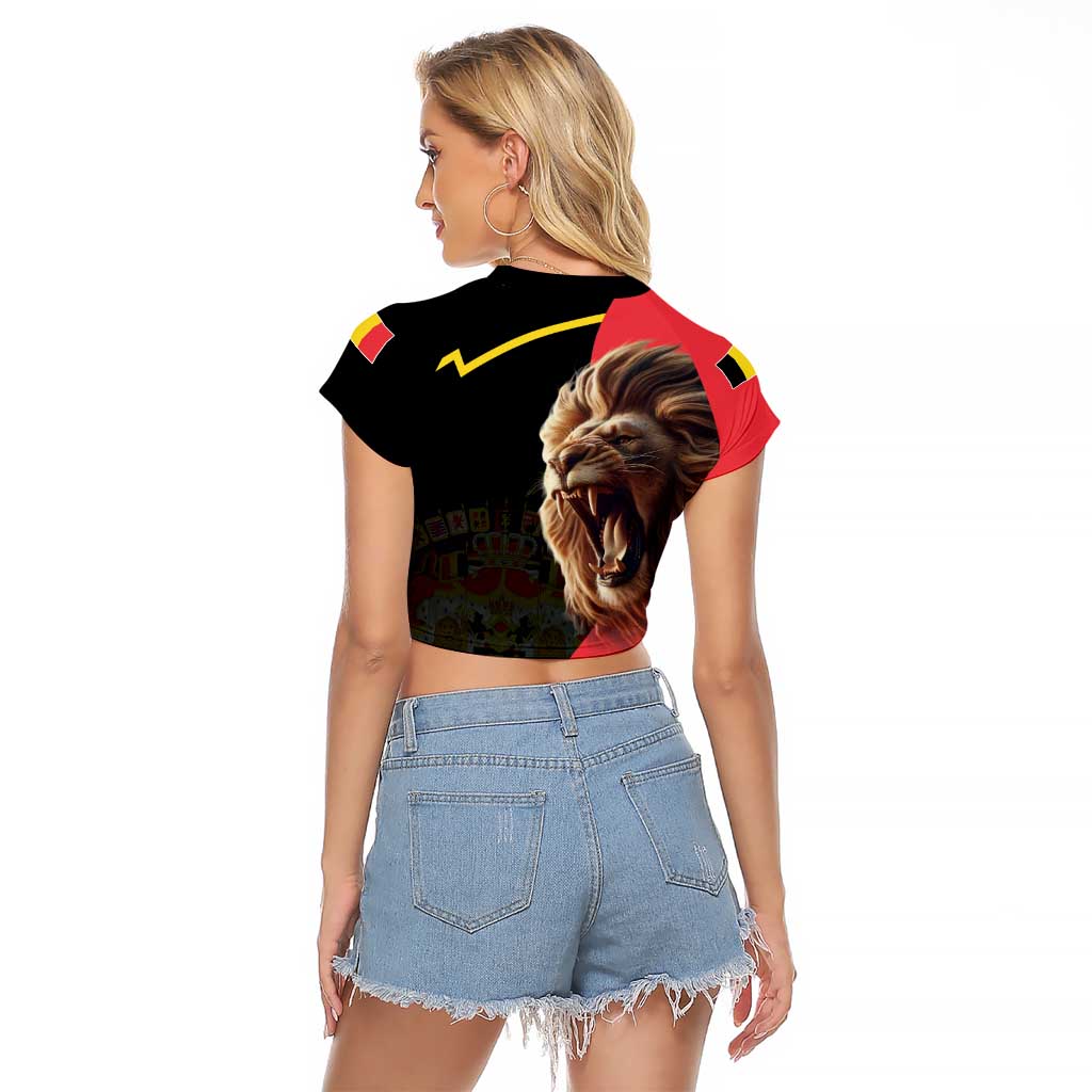 Belgium Coat of Arms Raglan Cropped T Shirt Angry Lion