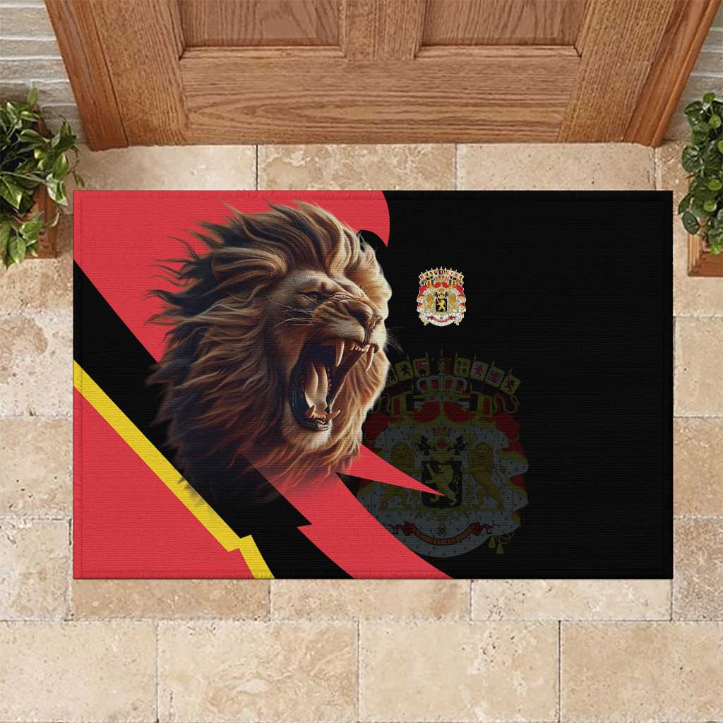 Belgium Coat of Arms Rubber Doormat Angry Lion