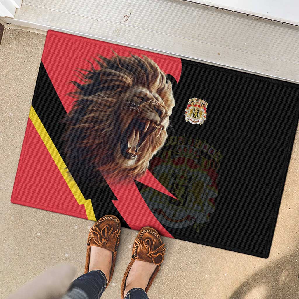 Belgium Coat of Arms Rubber Doormat Angry Lion