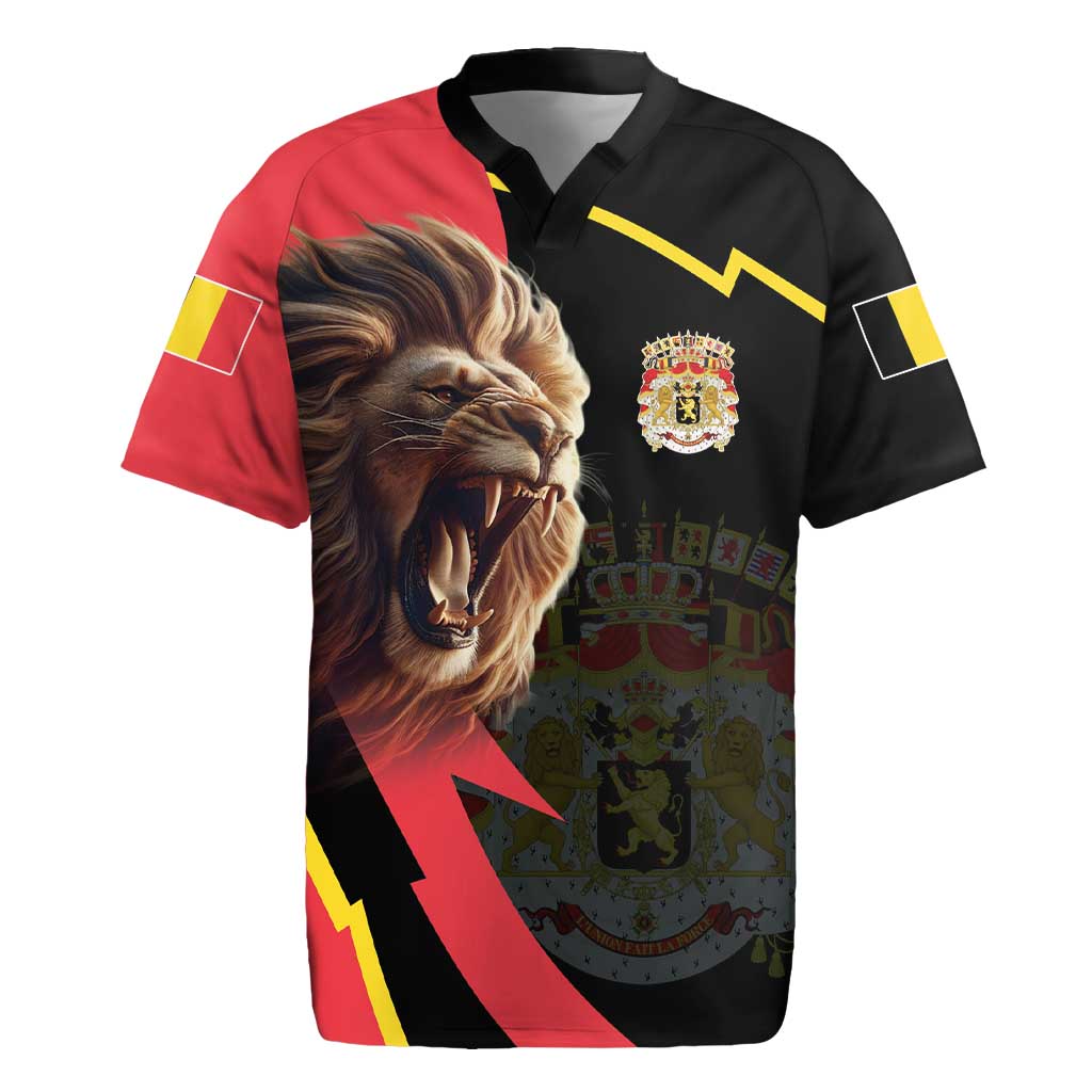 Belgium Coat of Arms Rugby Jersey Angry Lion