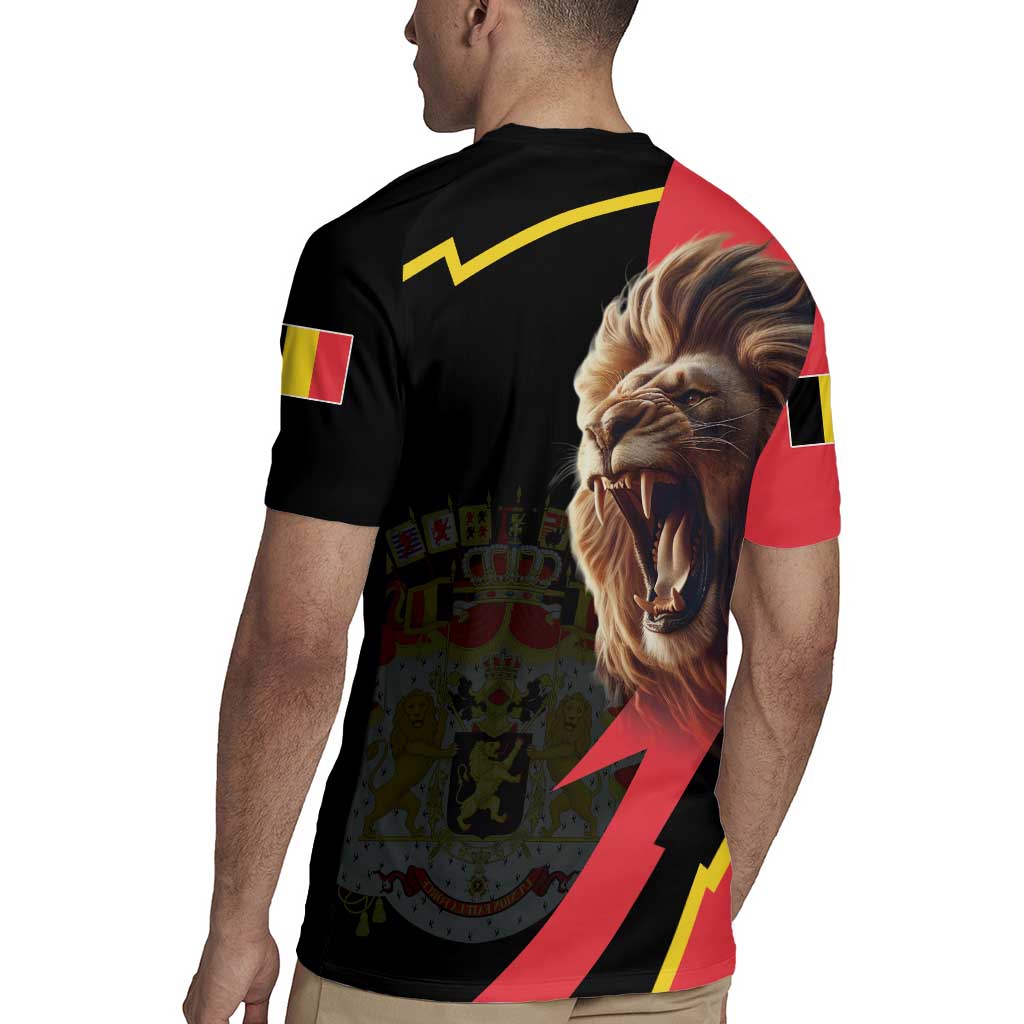 Belgium Coat of Arms Rugby Jersey Angry Lion