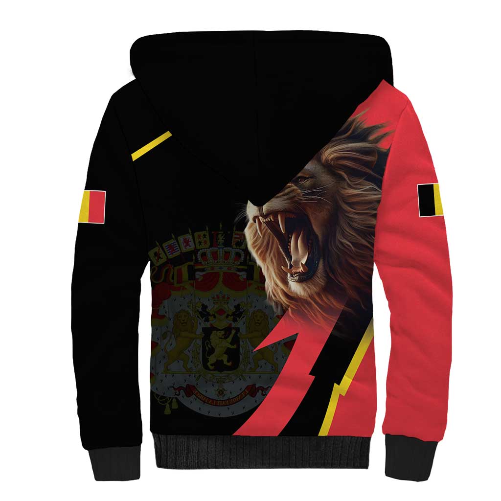 Belgium Coat of Arms Sherpa Hoodie Angry Lion