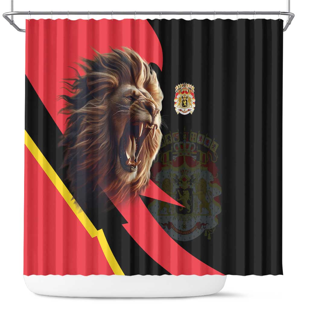 Belgium Coat of Arms Shower Curtain Angry Lion