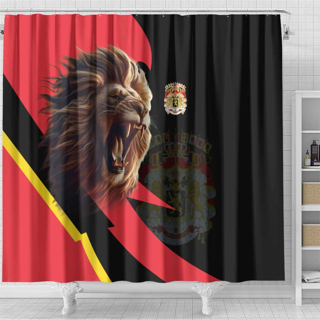 Belgium Coat of Arms Shower Curtain Angry Lion