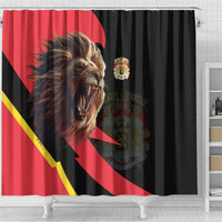 Belgium Coat of Arms Shower Curtain Angry Lion
