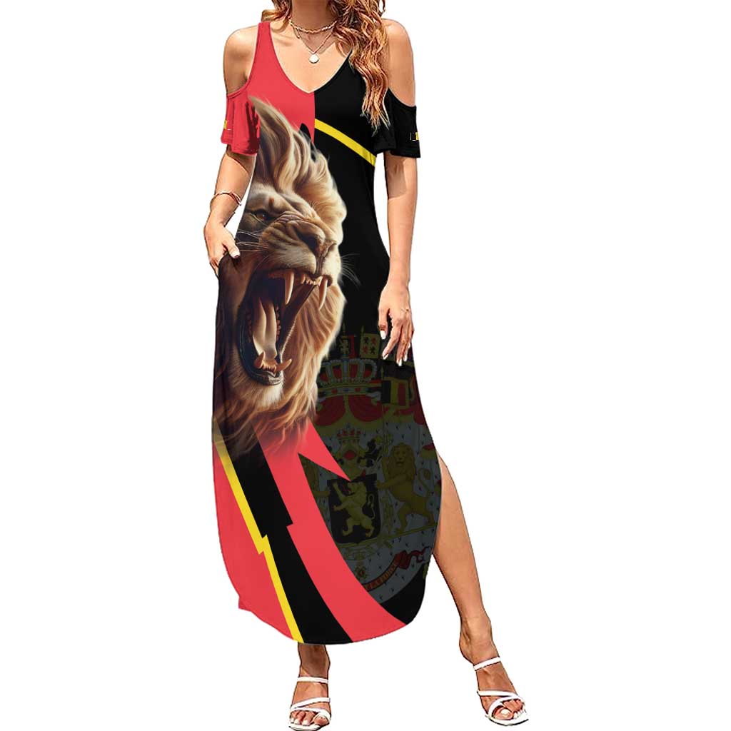 Belgium Coat of Arms Summer Maxi Dress Angry Lion