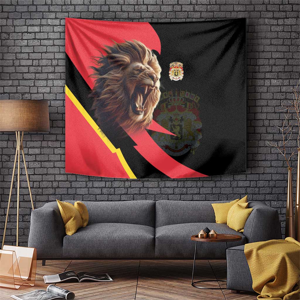 Belgium Coat of Arms Tapestry Angry Lion