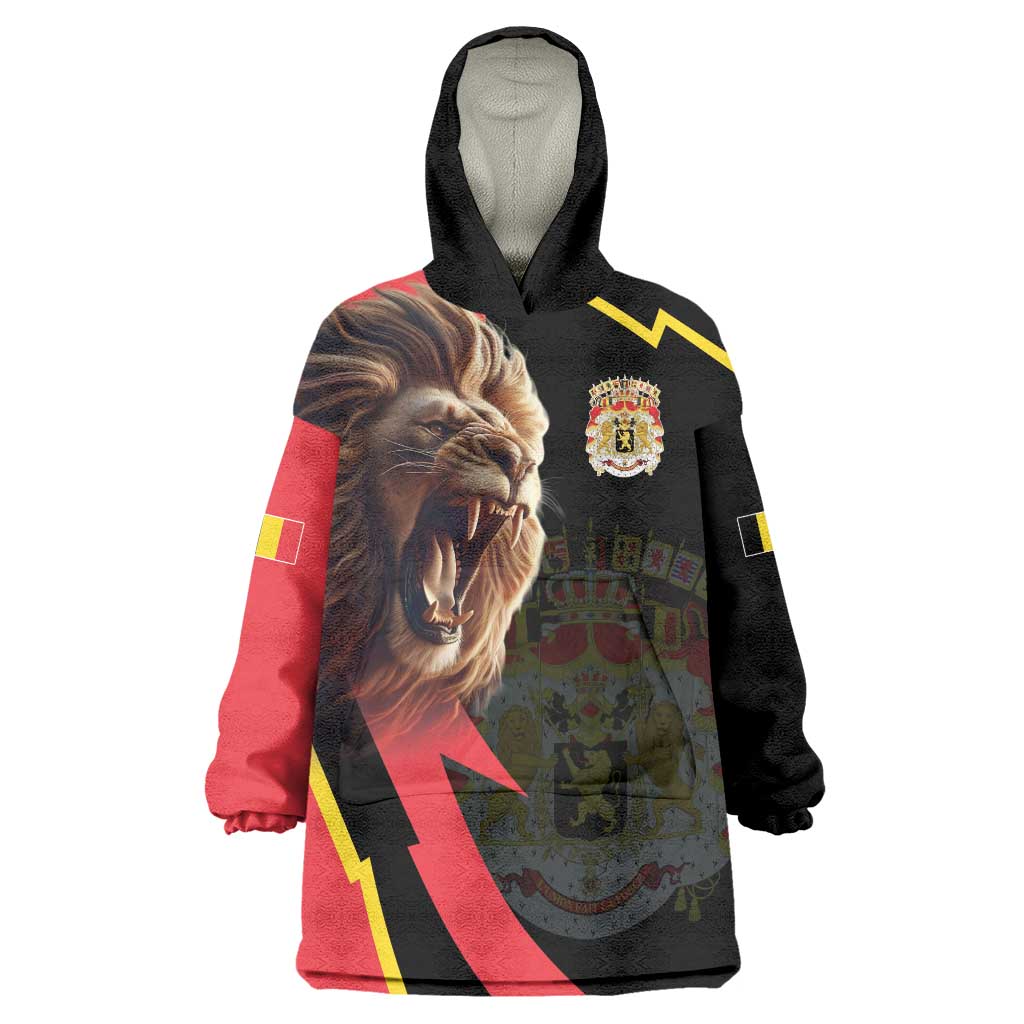 Belgium Coat of Arms Wearable Blanket Hoodie Angry Lion