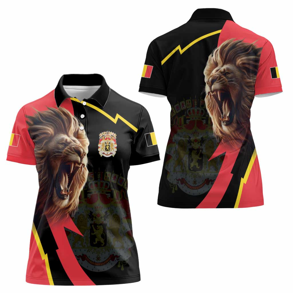 Belgium Coat of Arms Women Polo Shirt Angry Lion