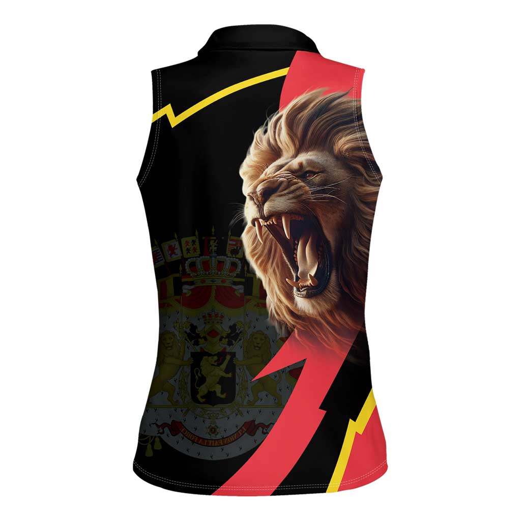 Belgium Coat of Arms Women Sleeveless Polo Shirt Angry Lion