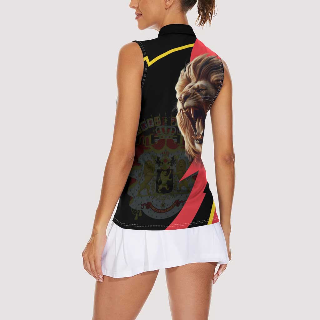 Belgium Coat of Arms Women Sleeveless Polo Shirt Angry Lion