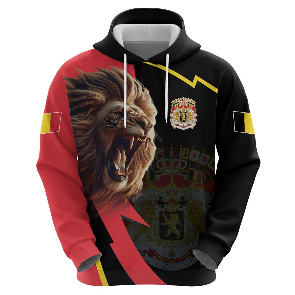 Belgium Coat of Arms Zip Hoodie Angry Lion