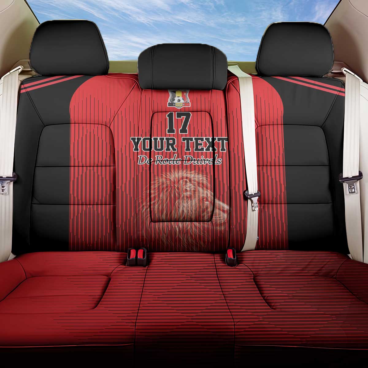 Custom Belgium Football We are Champions Back Car Seat Cover Red Style Come on De Rode Duivels