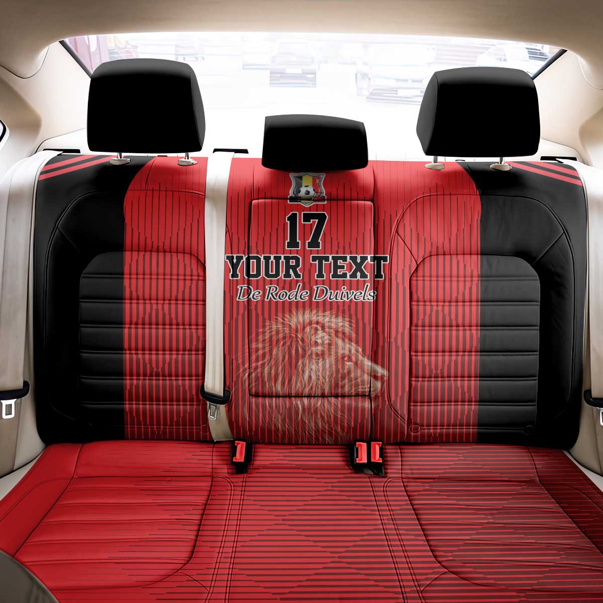 Custom Belgium Football We are Champions Back Car Seat Cover Red Style Come on De Rode Duivels