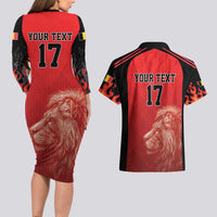 Custom Belgium Football We are Champions Couples Matching Long Sleeve Bodycon Dress and Hawaiian Shirt Red Style Come on De Rode Duivels