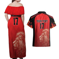 Custom Belgium Football We are Champions Couples Matching Off Shoulder Maxi Dress and Hawaiian Shirt Red Style Come on De Rode Duivels