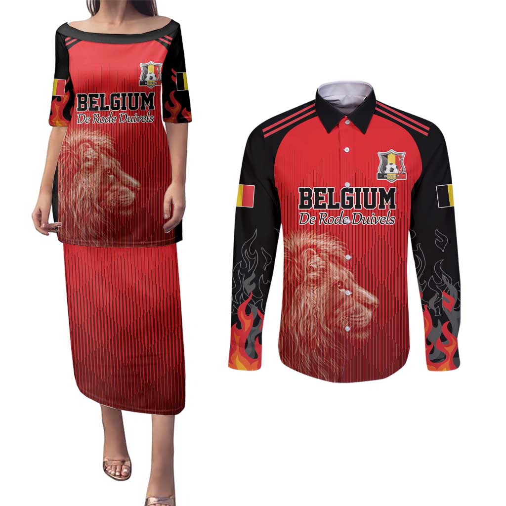 Custom Belgium Football We are Champions Couples Matching Puletasi and Long Sleeve Button Shirt Red Style Come on De Rode Duivels