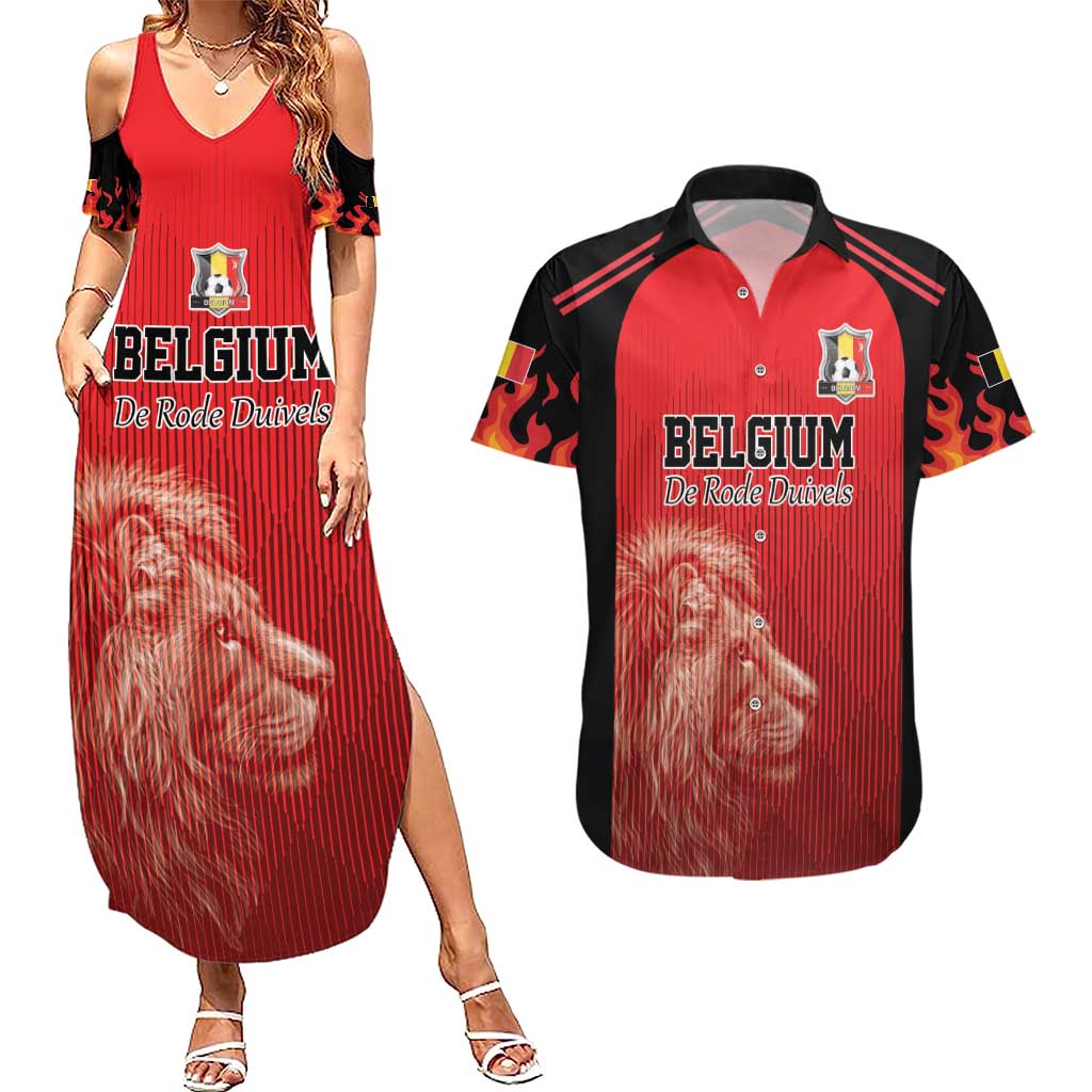 Custom Belgium Football We are Champions Couples Matching Summer Maxi Dress and Hawaiian Shirt Red Style Come on De Rode Duivels