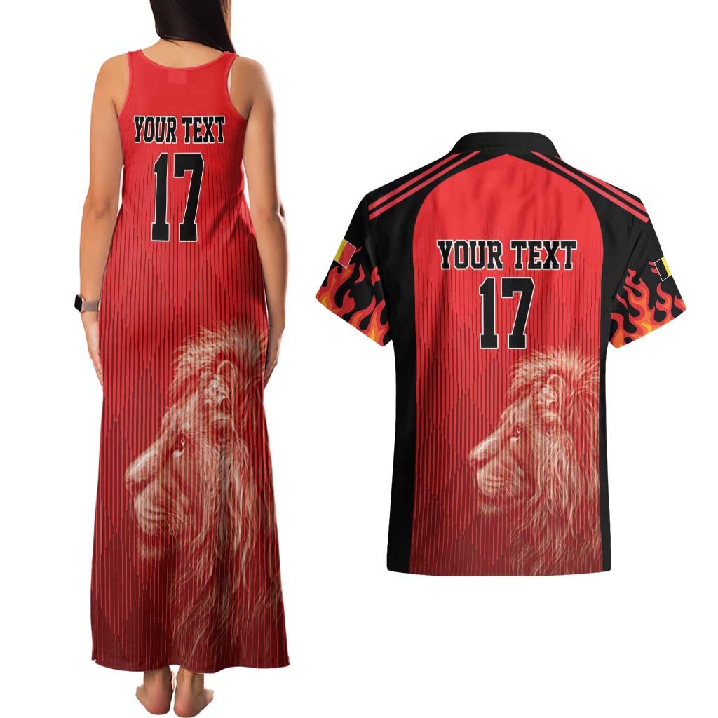 Custom Belgium Football We are Champions Couples Matching Tank Maxi Dress and Hawaiian Shirt Red Style Come on De Rode Duivels