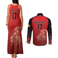 Custom Belgium Football We are Champions Couples Matching Tank Maxi Dress and Long Sleeve Button Shirt Red Style Come on De Rode Duivels