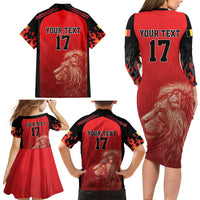 Custom Belgium Football We are Champions Family Matching Long Sleeve Bodycon Dress and Hawaiian Shirt Red Style Come on De Rode Duivels