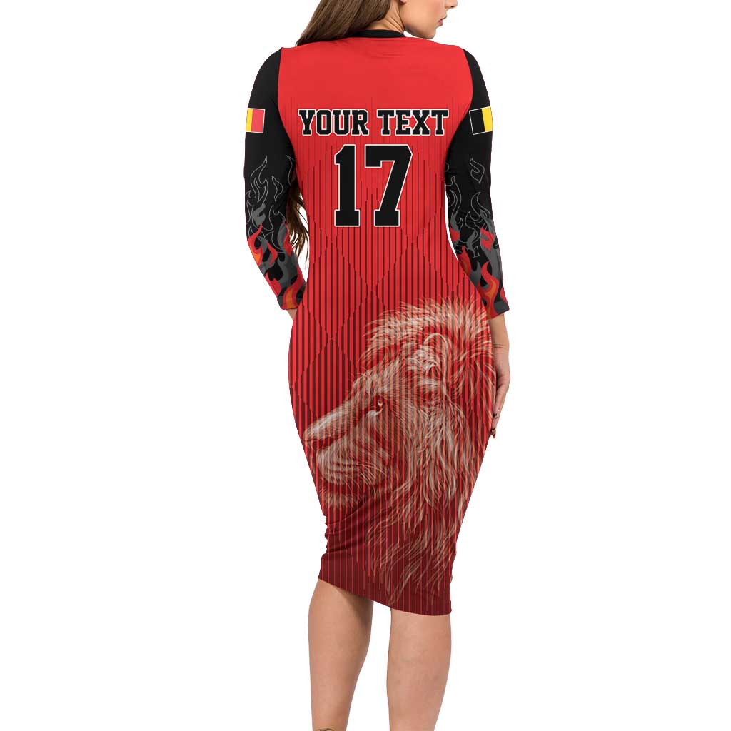 Custom Belgium Football We are Champions Family Matching Long Sleeve Bodycon Dress and Hawaiian Shirt Red Style Come on De Rode Duivels