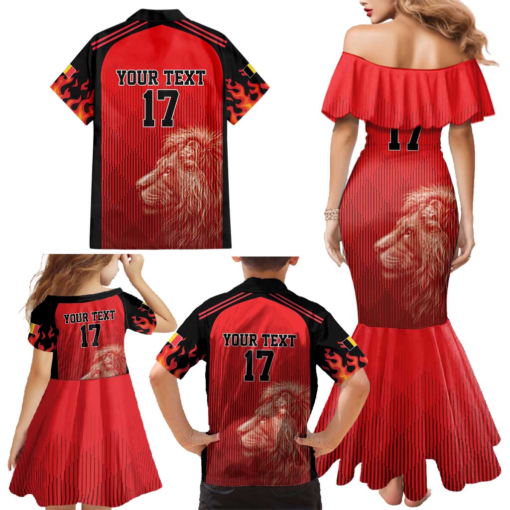 Custom Belgium Football We are Champions Family Matching Mermaid Dress and Hawaiian Shirt Red Style Come on De Rode Duivels