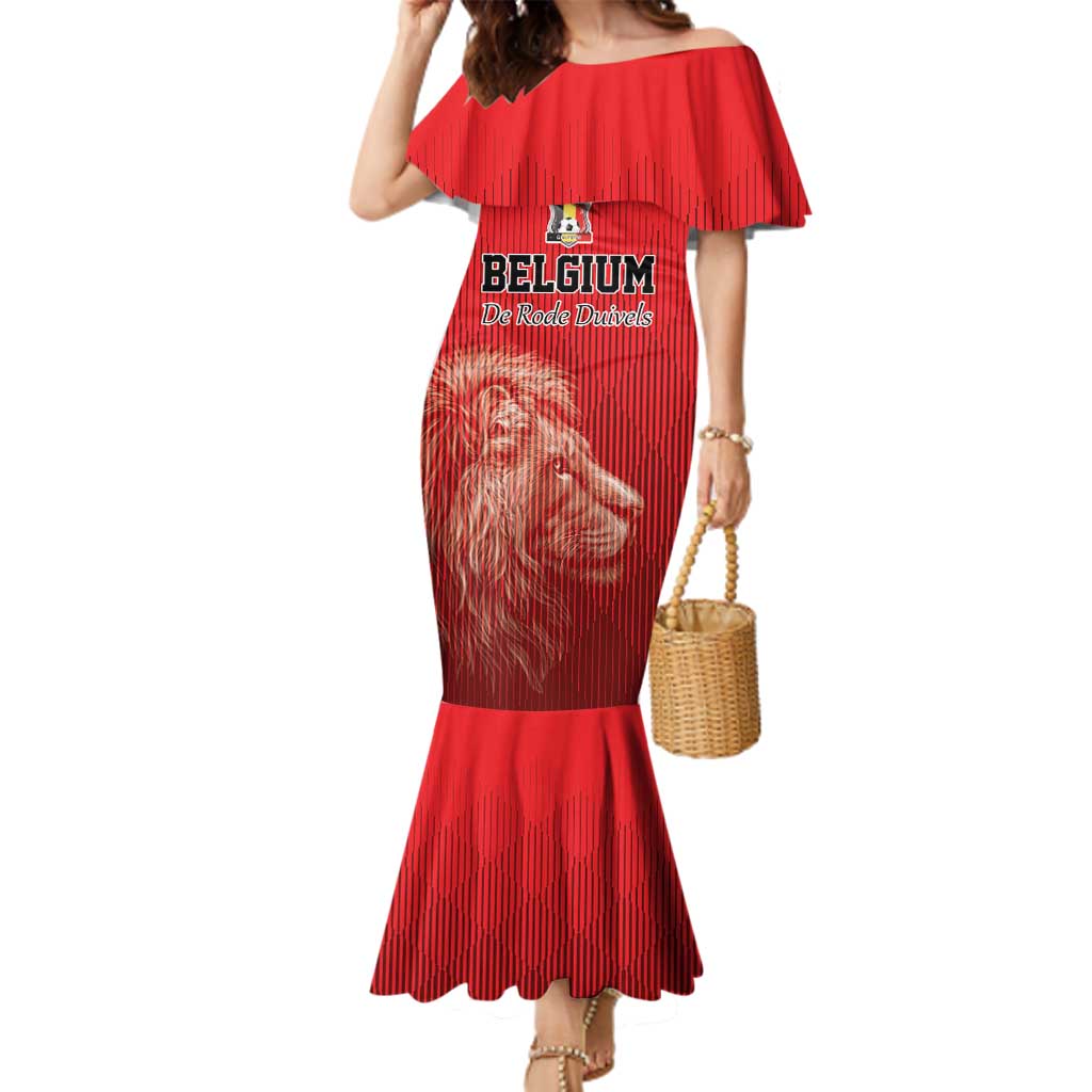 Custom Belgium Football We are Champions Family Matching Mermaid Dress and Hawaiian Shirt Red Style Come on De Rode Duivels
