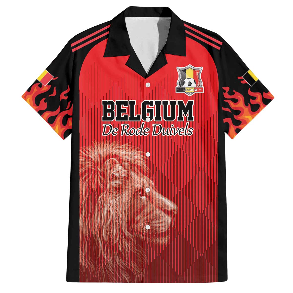 Custom Belgium Football We are Champions Family Matching Off The Shoulder Long Sleeve Dress and Hawaiian Shirt Red Style Come on De Rode Duivels
