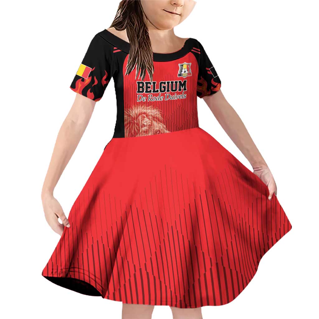 Custom Belgium Football We are Champions Family Matching Off Shoulder Short Dress and Hawaiian Shirt Red Style Come on De Rode Duivels