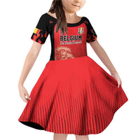 Custom Belgium Football We are Champions Family Matching Off Shoulder Short Dress and Hawaiian Shirt Red Style Come on De Rode Duivels
