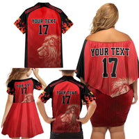 Custom Belgium Football We are Champions Family Matching Off Shoulder Short Dress and Hawaiian Shirt Red Style Come on De Rode Duivels