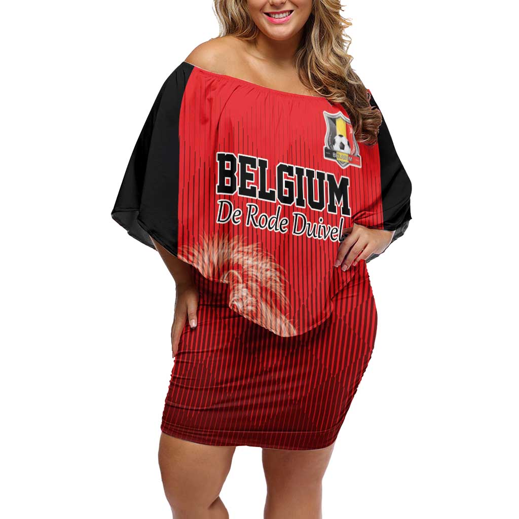 Custom Belgium Football We are Champions Family Matching Off Shoulder Short Dress and Hawaiian Shirt Red Style Come on De Rode Duivels
