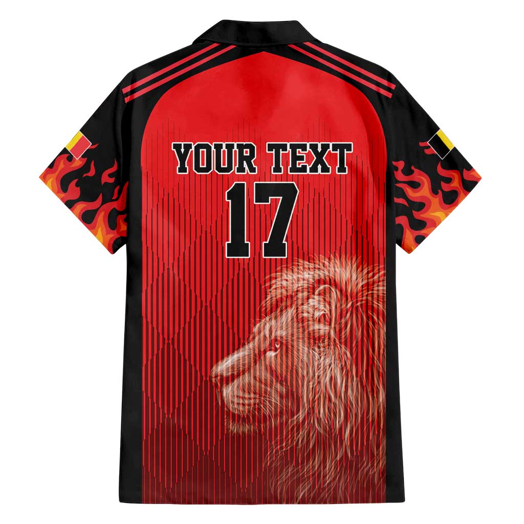 Custom Belgium Football We are Champions Family Matching Short Sleeve Bodycon Dress and Hawaiian Shirt Red Style Come on De Rode Duivels