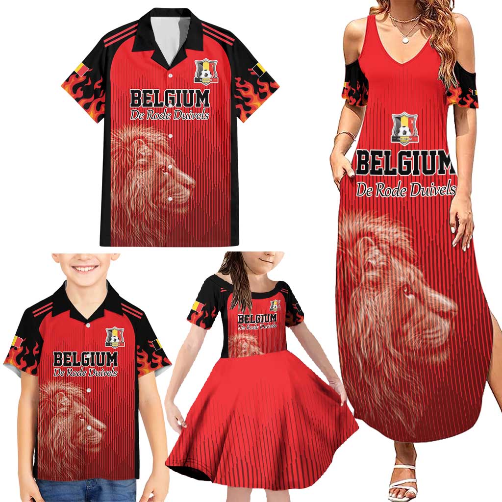 Custom Belgium Football We are Champions Family Matching Summer Maxi Dress and Hawaiian Shirt Red Style Come on De Rode Duivels