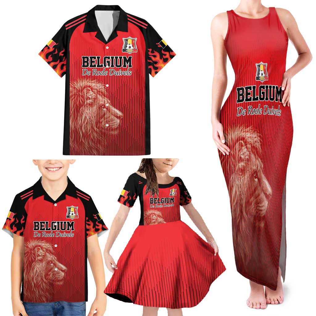 Custom Belgium Football We are Champions Family Matching Tank Maxi Dress and Hawaiian Shirt Red Style Come on De Rode Duivels