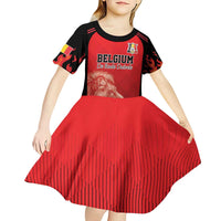 Custom Belgium Football We are Champions Kid Short Sleeve Dress Red Style Come on De Rode Duivels