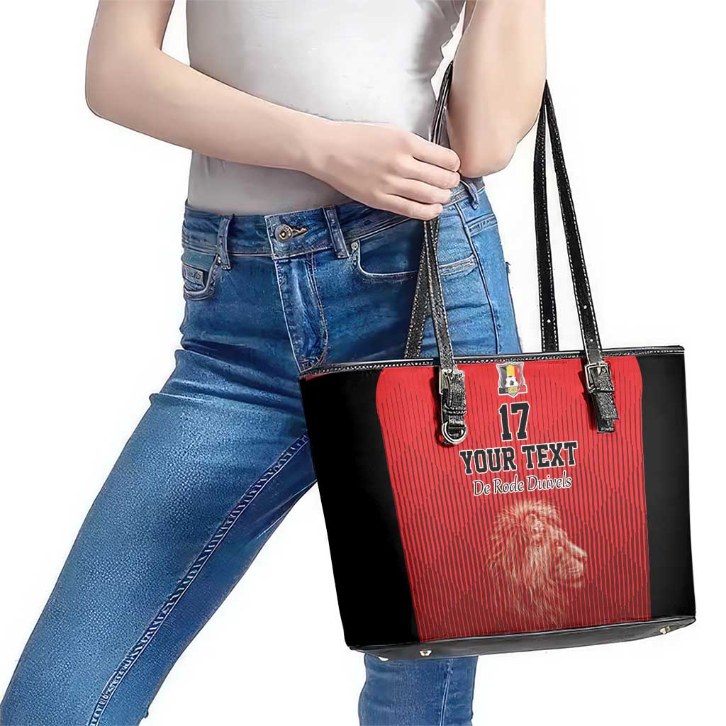Custom Belgium Football We are Champions Leather Tote Bag Red Style Come on De Rode Duivels