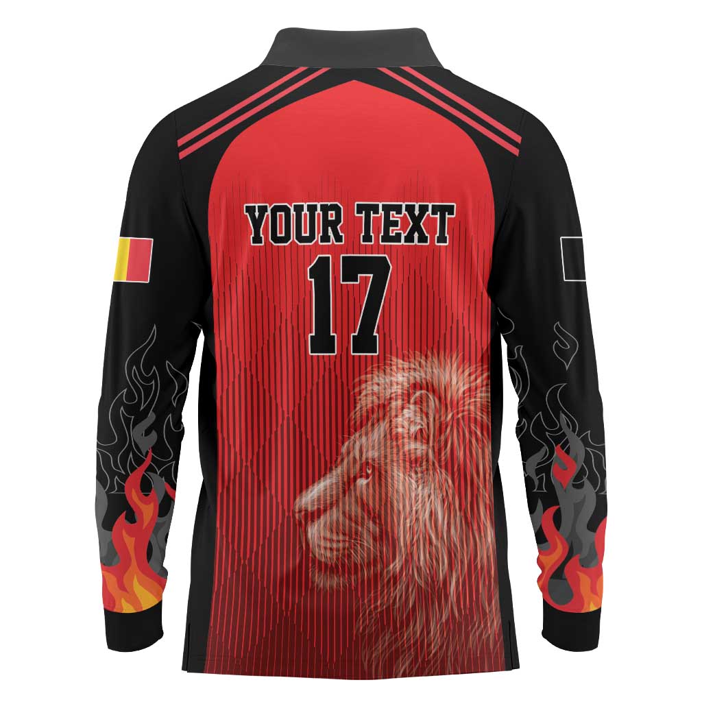 Custom Belgium Football We are Champions Long Sleeve Polo Shirt Red Style Come on De Rode Duivels