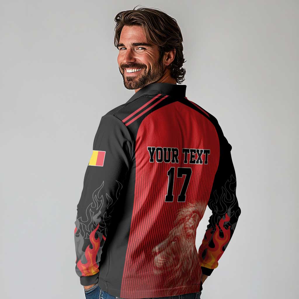 Custom Belgium Football We are Champions Long Sleeve Polo Shirt Red Style Come on De Rode Duivels