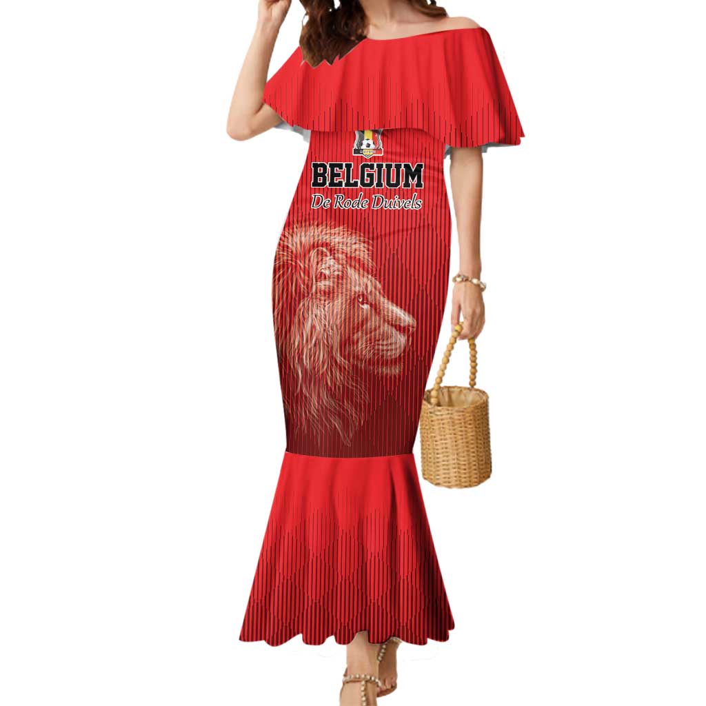 Custom Belgium Football We are Champions Mermaid Dress Red Style Come on De Rode Duivels
