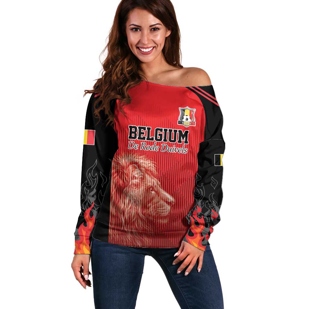 Custom Belgium Football We are Champions Off Shoulder Sweater Red Style Come on De Rode Duivels